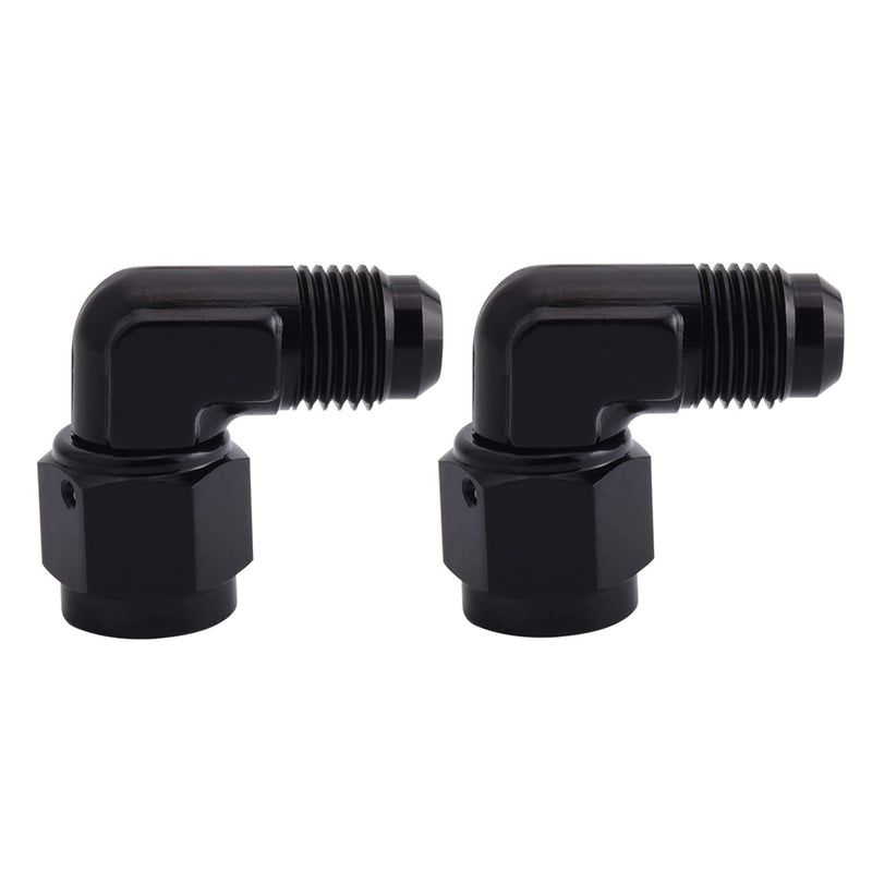 EVIL ENERGY 4AN Female to AN4 Male Flare 90 Degree Swivel Fitting Adapter Aluminum Black 2PCS