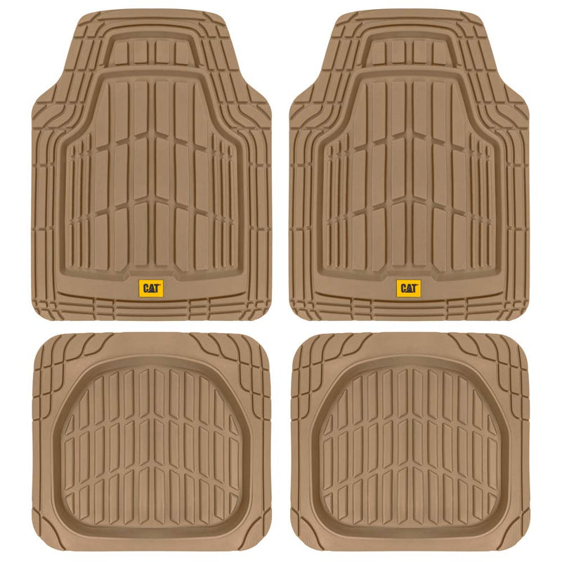 BDK Cat CAMT-1003 (3-Piece) Deep Dish Rubber Car Floor Mats with Trunk Cargo Liner, Heavy Duty All Weather Trim to Fit Front & R