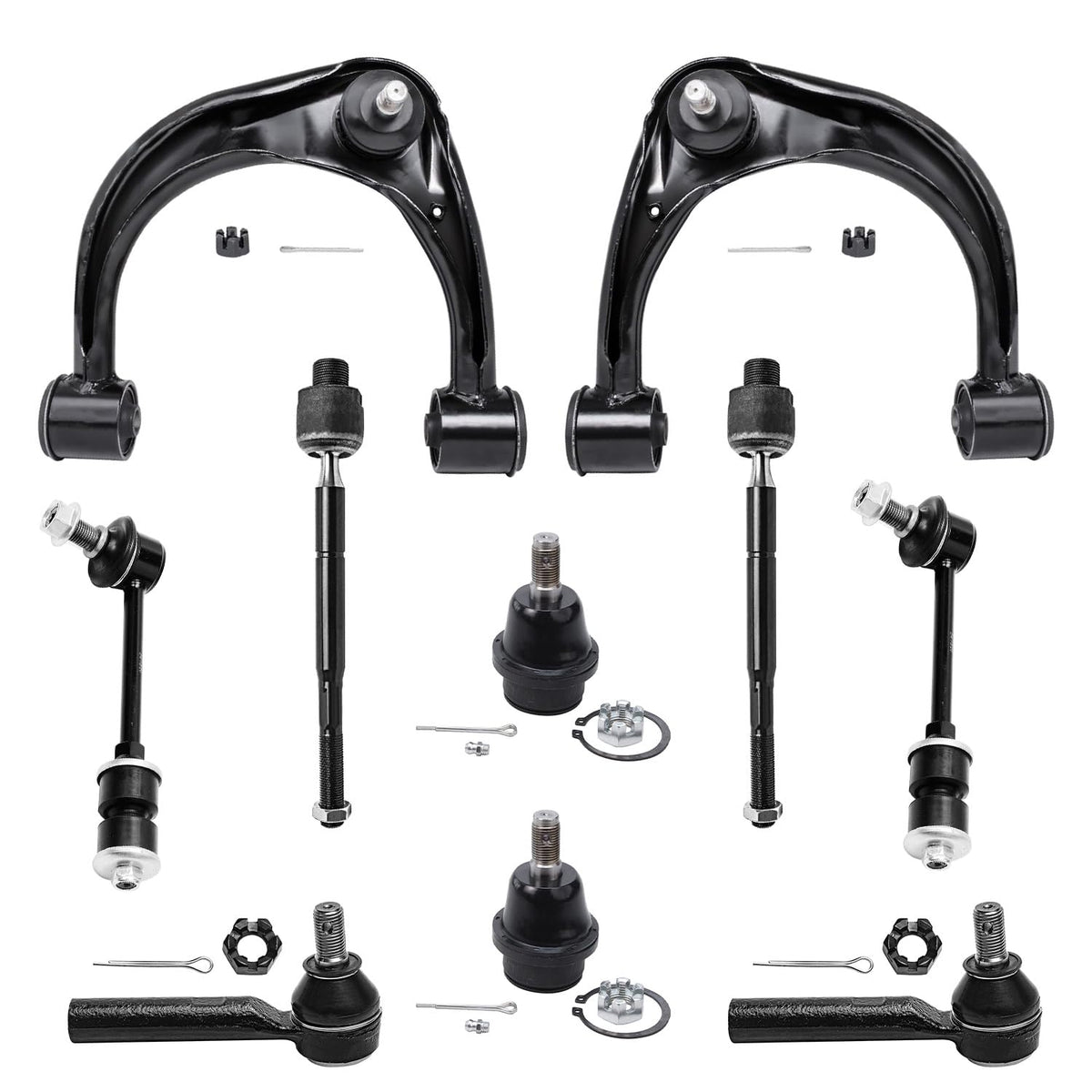 Detroit Axle - 10pc Suspension Kit for 2003-2009 4Runner FJ Cruiser Lexus GX470 2 Front Upper Control Arms w/Ball Joints 2 Lower