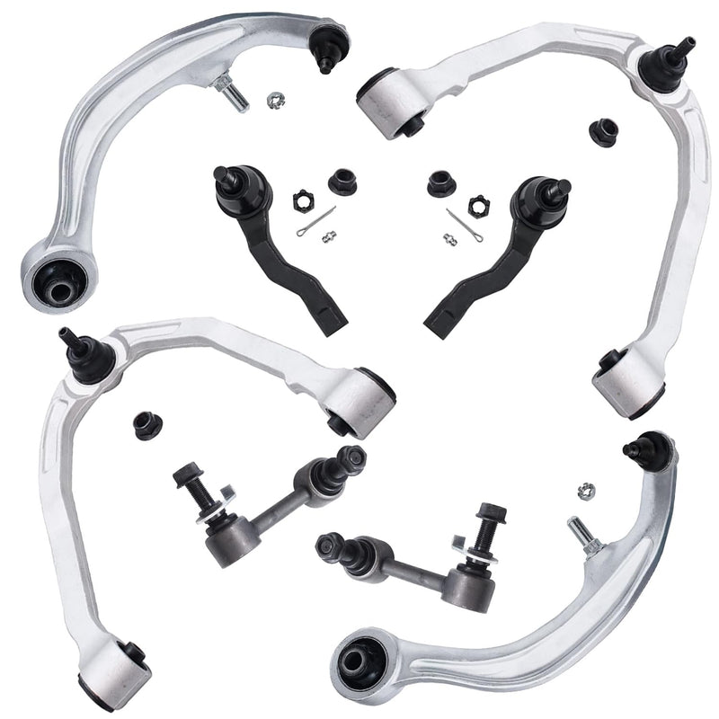 Detroit Axle - 8pc Front End Suspension Kit for 03-07 Infiniti G35, 03-09 Nissan 350Z, 4 Lower Rearward & Upper Control Arms 2 O