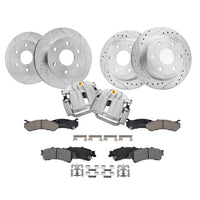 Detroit Axle - Front & Rear Drilled Rotors Ceramic Brake Pads + Rear Brake Calipers Replacement for 2003 2004 2005 2006 Chevrole