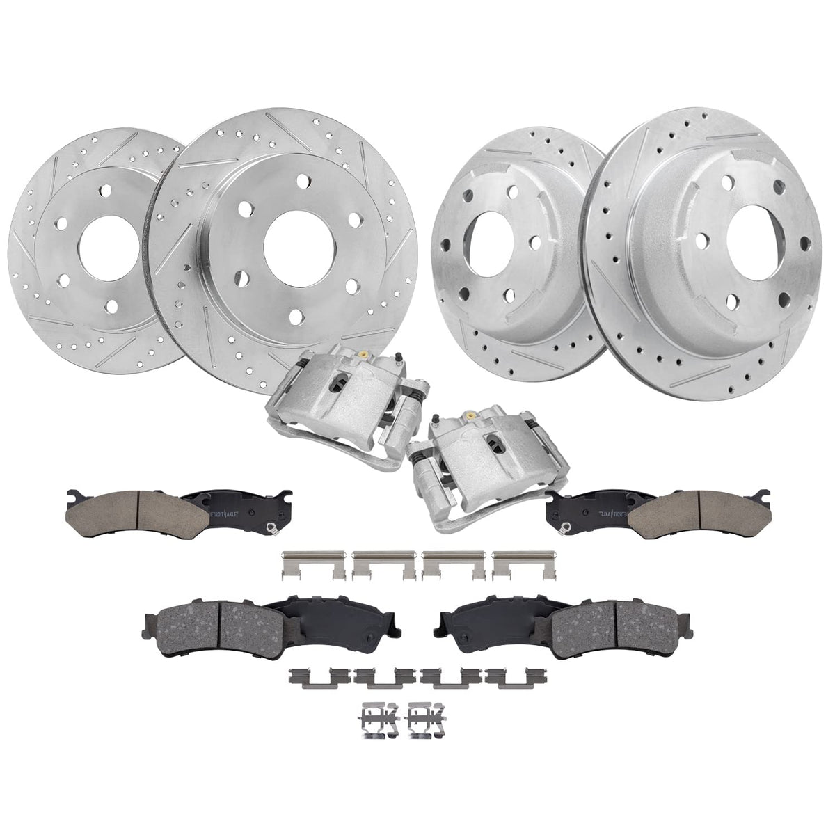 Detroit Axle - Brake Kit for Chevy GMC Silverado Sierra 1500 Tahoe Yukon Astro Safari Drilled Brake Rotors Ceramic Brakes Pads F