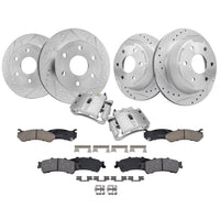Detroit Axle - Brake Kit for Chevy GMC Silverado Sierra 1500 Tahoe Yukon Astro Safari Drilled Brake Rotors Ceramic Brakes Pads F