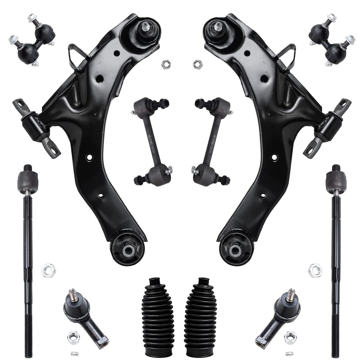 Detroit Axle - 12pc Front End Suspension Kit for Hyundai Elantra 01-06, Lower Control Arms w/Ball Joint Tie Rods Boot Front and