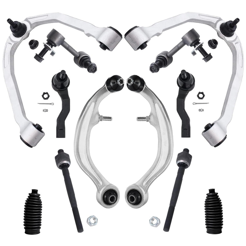 Detroit Axle - RWD Front 12pc Control Arms Kit for 03-07 INFINITI G35, 03-09 Nissan 350Z, 4 Control Arms 4 Tie Rods 2 Sway Bars