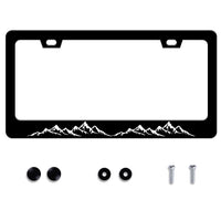 Mountains License Plate Frame Black White Mountain Stainless Steel License Plate Frame Auto Parts Decoration with Screws License