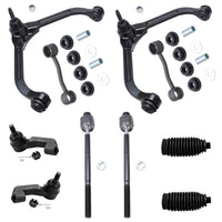 Detroit Axle - 10pc Front End Suspension Kit for Jeep Liberty 02-05, 2 Upper Control Arms 4 Inner Outer Tie Rod Ends 2 Stabilize