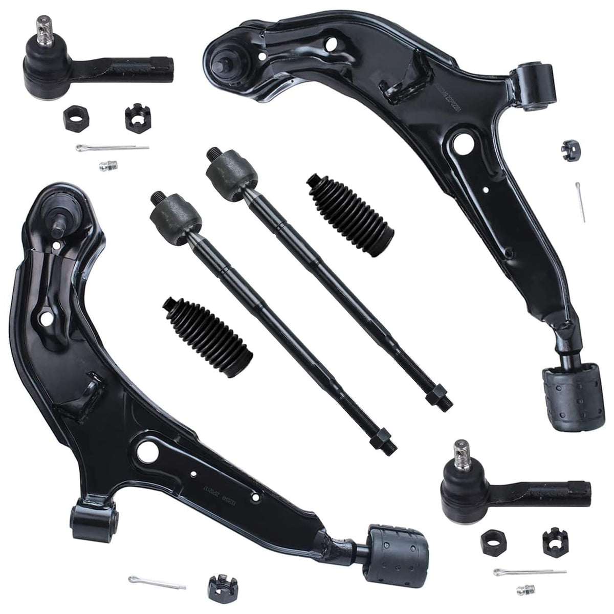 Detroit Axle - 8pc Front End Suspension Kit for 1998-2001 Nissan Altima 2 Lower Control Arms w/Ball Joints 4 Inner & Outer Tie R