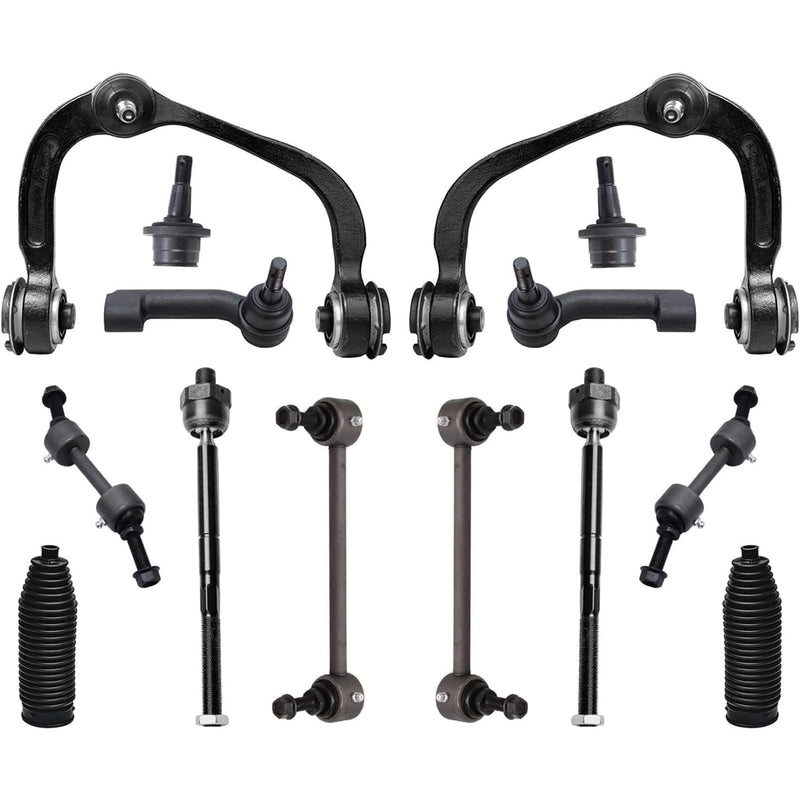 Detroit Axle - Front End 14pc Suspension Kit for 2007-2014 Ford Expedition Lincoln Navigator, 2 Upper Control Arms 2 Lower Ball