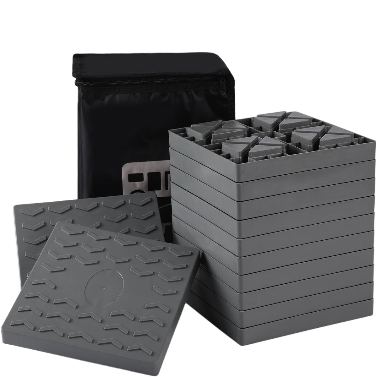 Keltrion 12 Packs Camper/RV Leveling Blocks Suitable for 4 Wheels Interlocking and Anti-Slip Design with Carrying Bag Heavy-Duty
