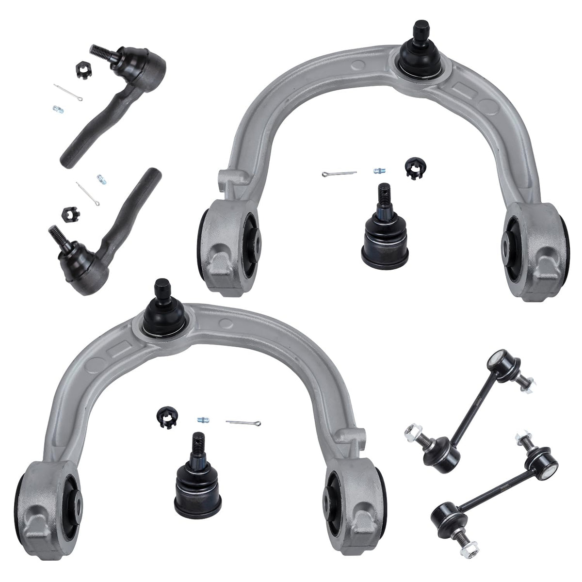 Detroit Axle - 8PC Front Upper Control Arms w/Ball Joint, Sway Bars and Outer Tie Rods for 2003 2004 2005 2006 2007 Cadillac CTS