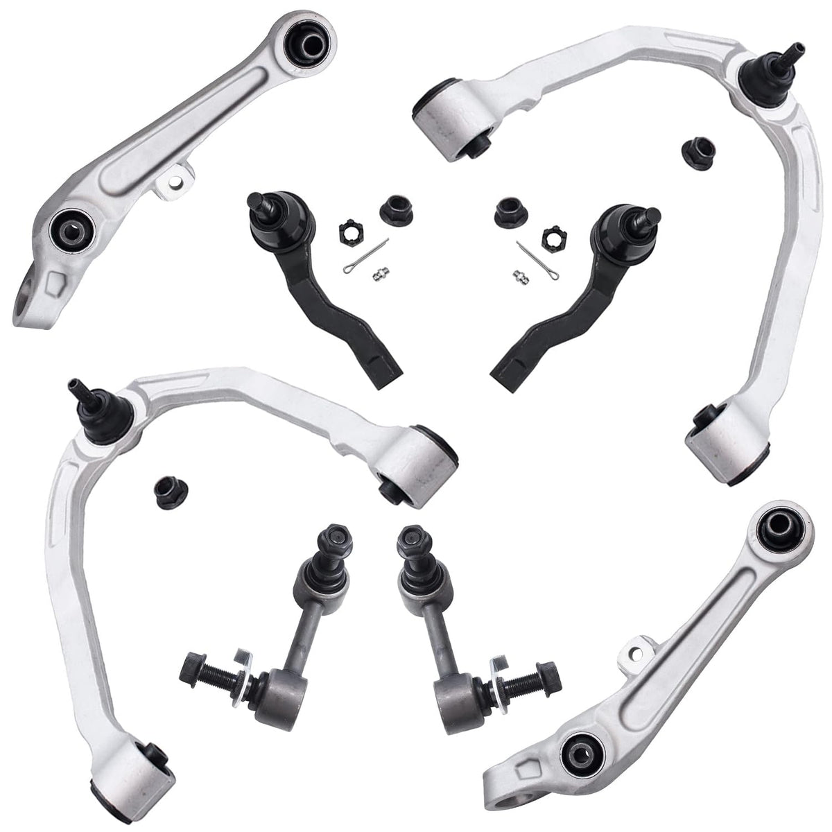 Detroit Axle - RWD Front End 8pc Suspension Kit for 2003-2004 Nissan 350Z Infiniti G35, 4 Lower Forward & Upper Control Arms 2 O