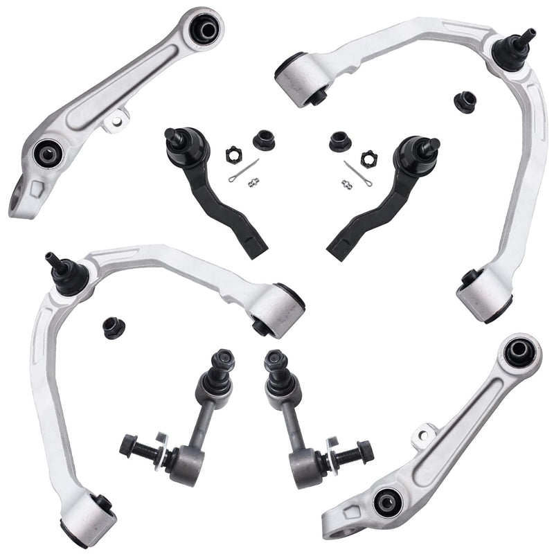 Detroit Axle - RWD Front End 8pc Suspension Kit for 2003-2004 Nissan 350Z Infiniti G35, 4 Lower Forward & Upper Control Arms 2 O