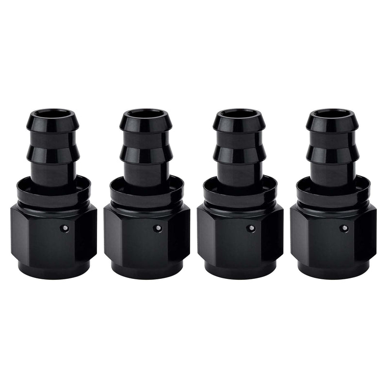 EVIL ENERGY 10AN Straight Push Lock Hose Fitting End Black 4PCS