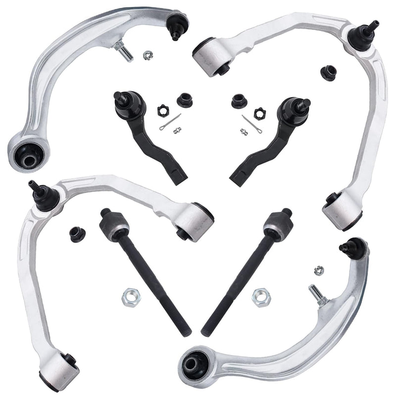 Detroit Axle - 8pc Front End Control Arms Kit for 03-07 Infiniti G35, 03-09 Nissan 350Z, 4 Upper & Lower Control Arms 4 Tie Rods
