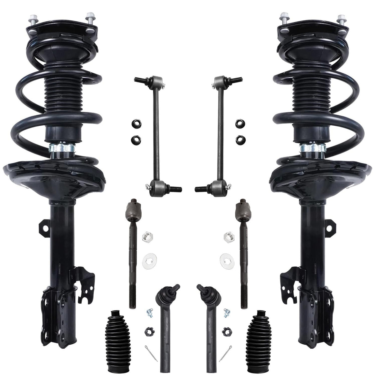 Detroit Axle - 10pc Front End Suspension Kit for 04-07 Toyota Highlander Lexus RX330, 07-09 RX350, 2 Complete Struts w/Coil Spri