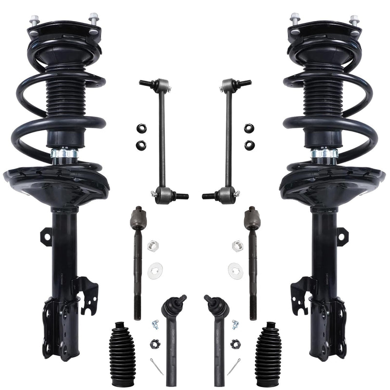 Detroit Axle - 10pc Front End Suspension Kit for 04-07 Toyota Highlander Lexus RX330, 07-09 RX350, 2 Complete Struts w/Coil Spri