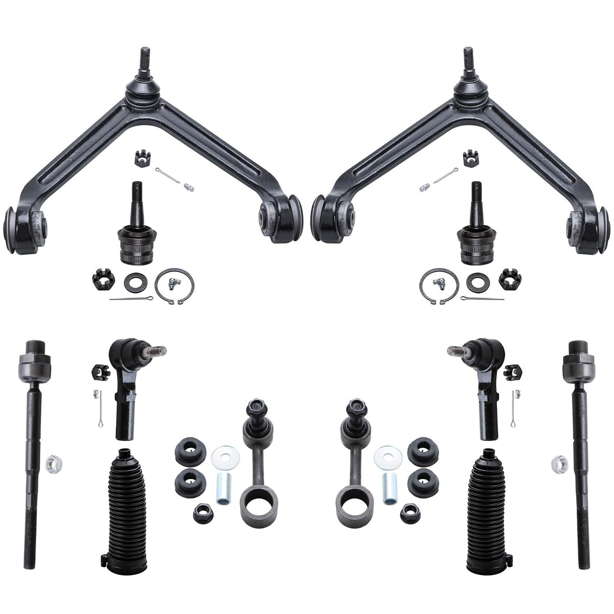 Detroit Axle - Front End 12pc Suspension Kit for 2004-2009 Dodge Durango Chrysler Aspen 2005 2006 2007 2008, 2 Upper Control Arm