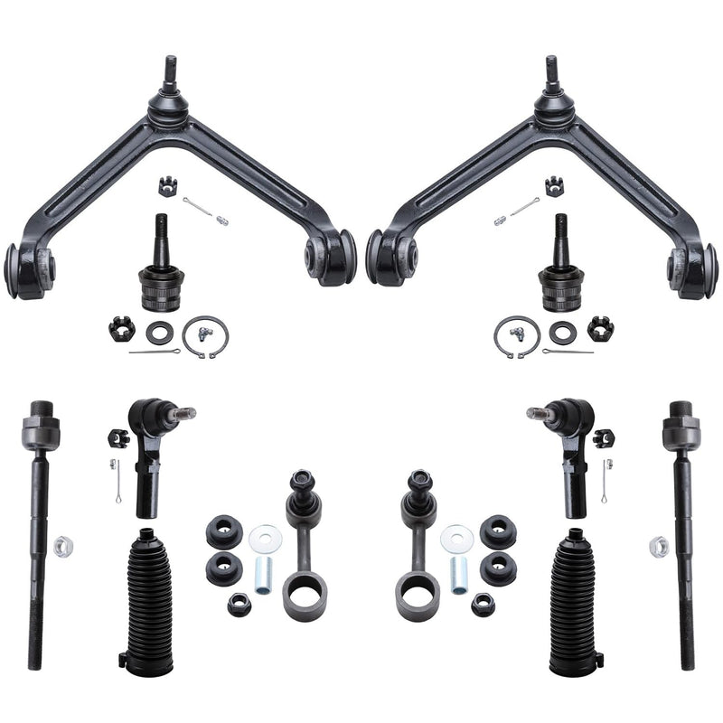 Detroit Axle - Front End 12pc Suspension Kit for 2004-2009 Dodge Durango Chrysler Aspen 2005 2006 2007 2008, 2 Upper Control Arm