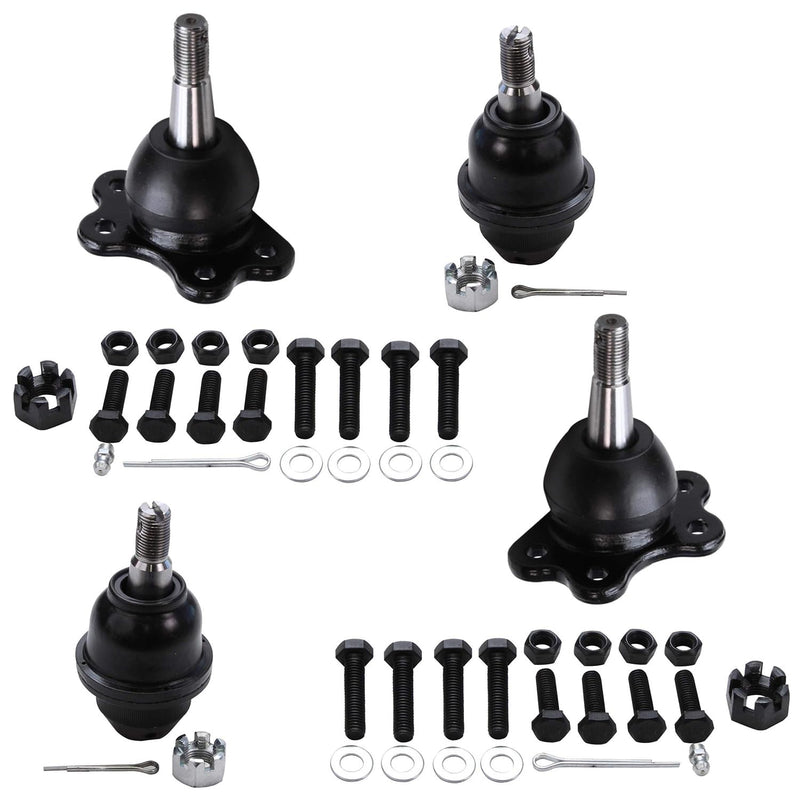 Detroit Axle - 4WD Front 4pc Ball Joints for Chevy GMC K1500 Suburban K2500 Tahoe Yukon Cadillac Escalade, 4 Lower & Upper Ball