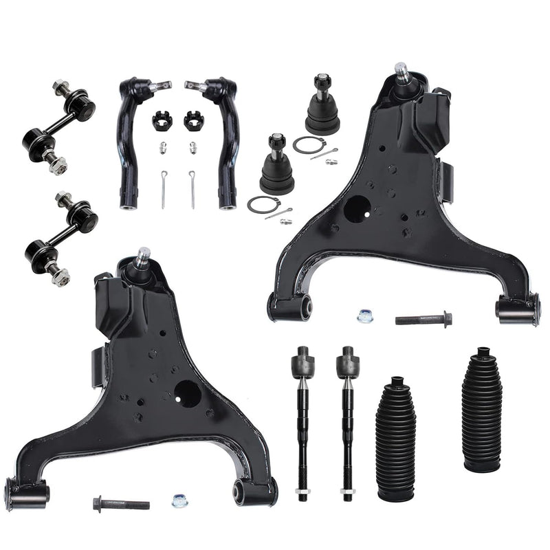 Detroit Axle - 12pc Front End Suspension Kit for 2004-2010 Infiniti QX56, 2004-2015 Nissan Titan Pathfinder Armada, Lower Contro