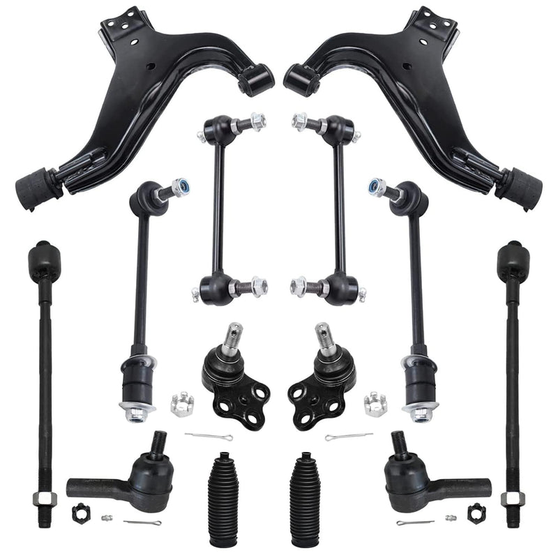 Detroit Axle - Front 14pc Suspension Kit for 1996-2004 Nissan Pathfinder Infiniti QX4, 2 Lower Control Arms 2 Ball Joints 4 Fron