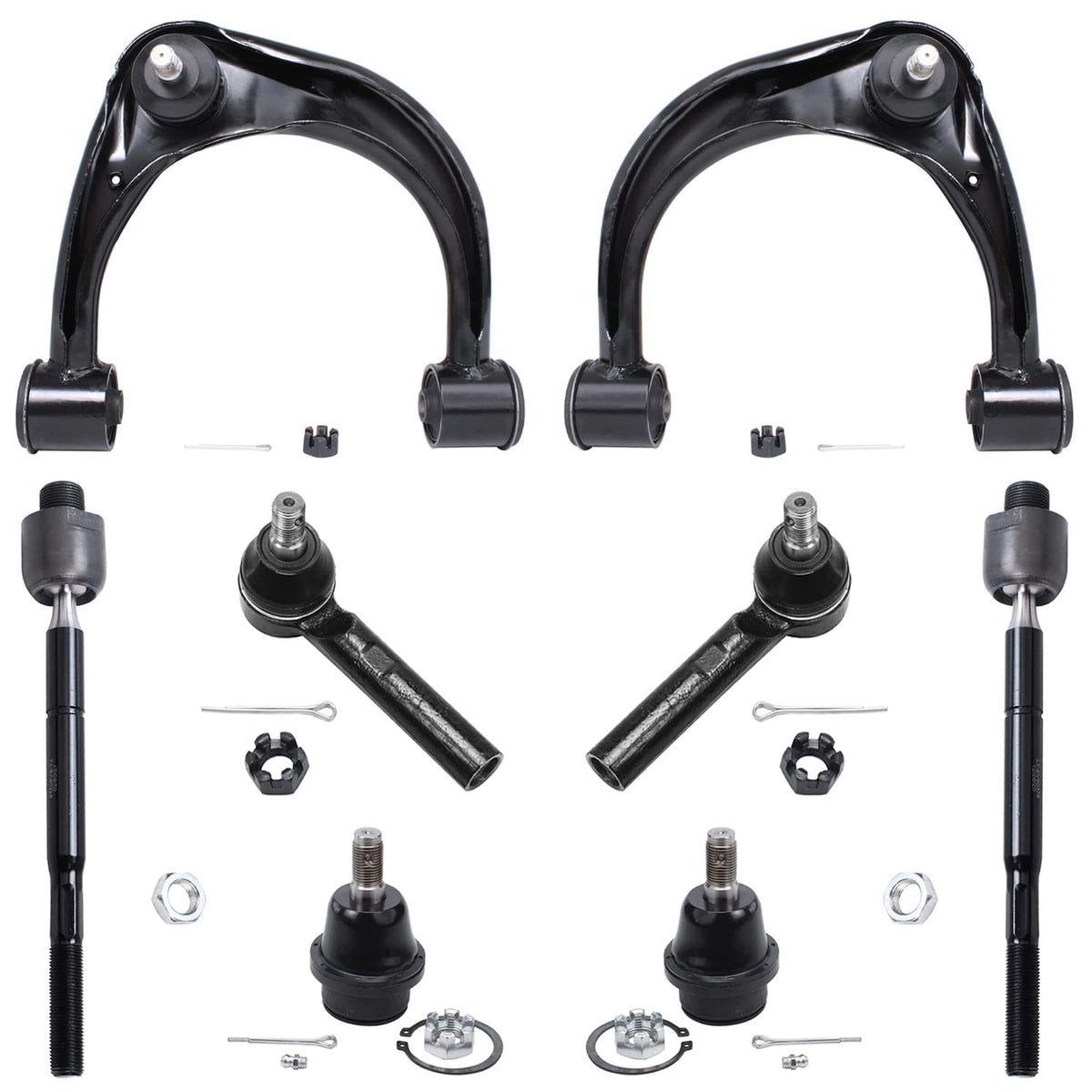 Detroit Axle - 8pc Front End Kit for 2003-2009 Toyota 4Runner FJ Cruiser Lexus GX470, 2 Upper Control Arms w/Ball Joints 4 Tie R