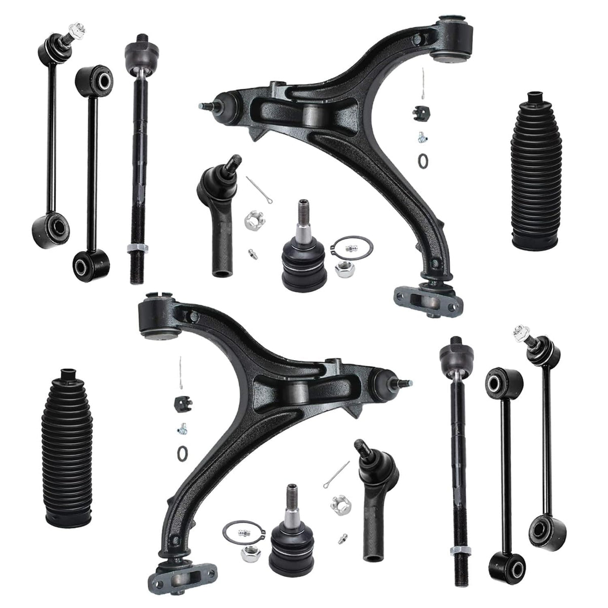 Detroit Axle - 14pc Front End Kit for 2005-2010 Jeep Grand Cherokee Commander, Lower Control Arms Tie Rods Upper Ball Joints Boo