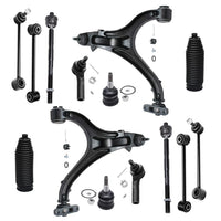 Detroit Axle - 14pc Front End Kit for 2005-2010 Jeep Grand Cherokee Commander, Lower Control Arms Tie Rods Upper Ball Joints Boo