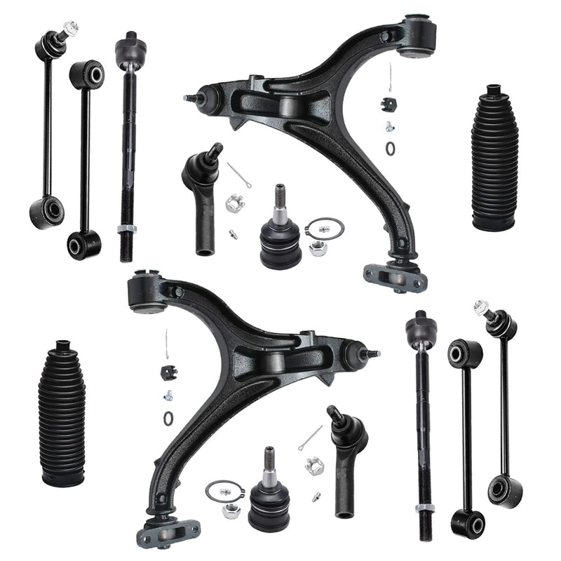 Detroit Axle - 14pc Front End Kit for 2005-2010 Jeep Grand Cherokee Commander, Lower Control Arms Tie Rods Upper Ball Joints Boo