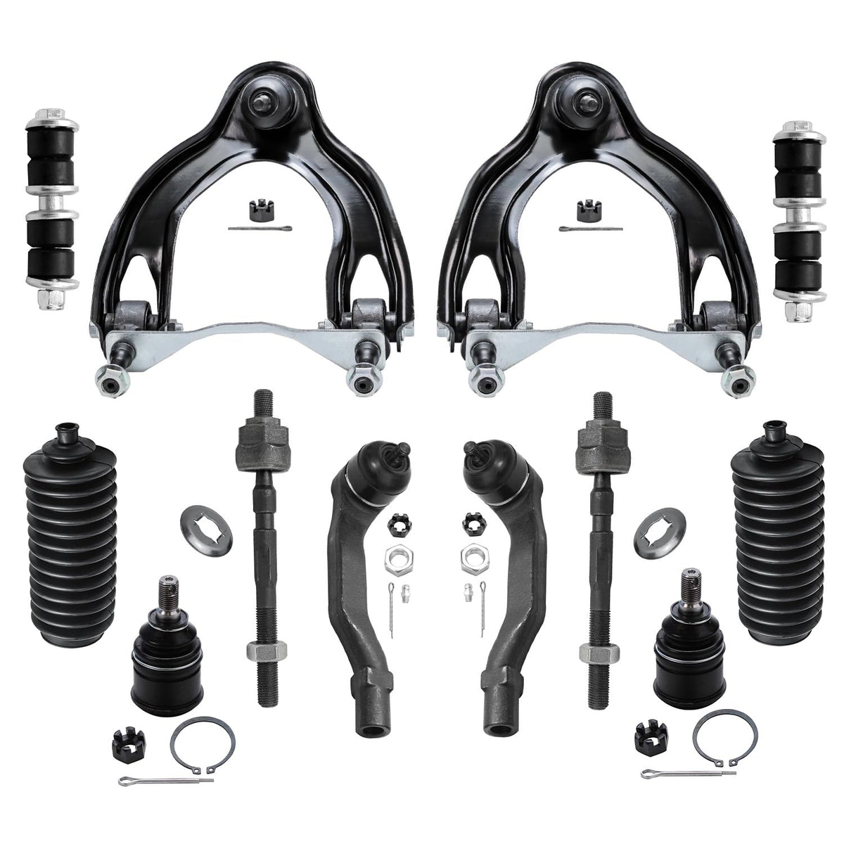 Detroit Axle - Front End 12pc Suspension Kit for Honda Civic Del Sol Acura Integra, 2 Upper Control Arms 2 Lower Ball Joints 4 T