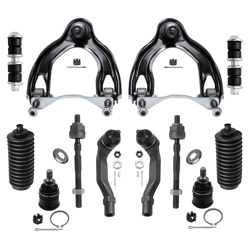 Detroit Axle - Front End 12pc Suspension Kit for Honda Civic Del Sol Acura Integra, 2 Upper Control Arms 2 Lower Ball Joints 4 T