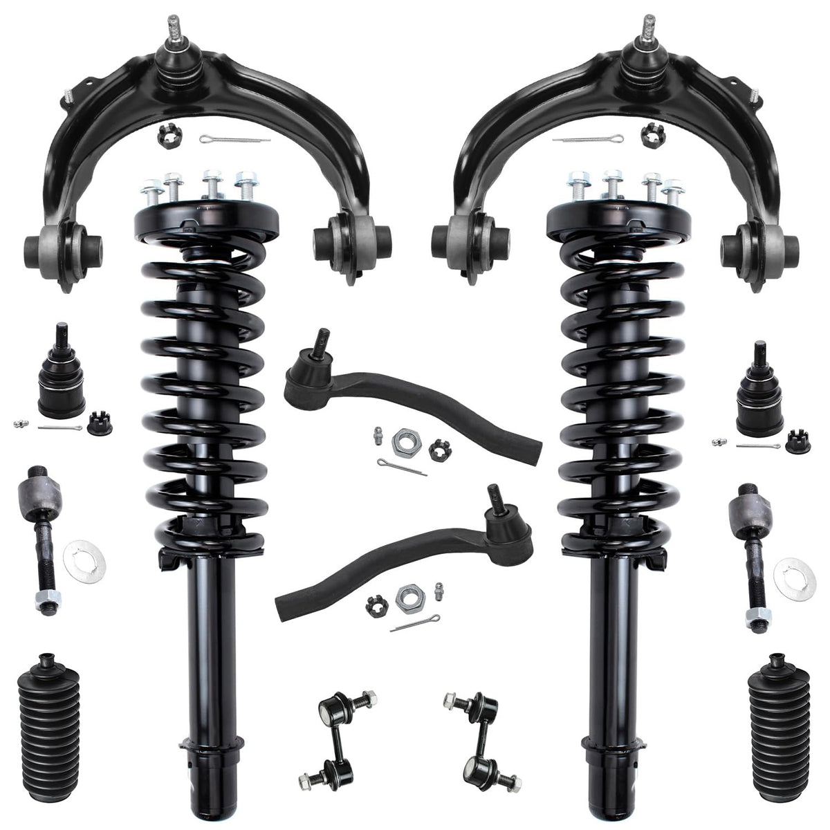 Detroit Axle - 2.4L Front End Suspension Kit for 03-07 Honda Accord, Upper Control Arms Tie Rods Sway Bars Struts Lower Ball Joi