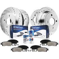 Detroit Axle - Brake Kit for 1992-1993 Honda Civic, 1990-1993 Integra Drilled & Slotted Brake Rotors and Ceramic Brakes Pads Fro