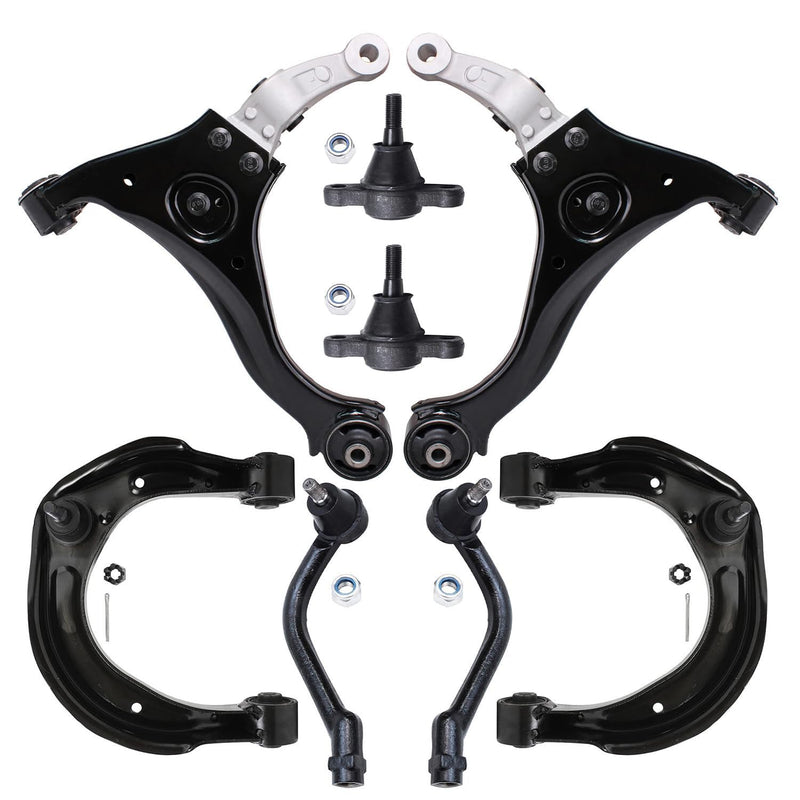 Detroit Axle - 8PC Front Upper and Lower Control Arms w/Ball Joints and Outer Tie Rods Replacement for 2006 2007 2008 Hyundai So