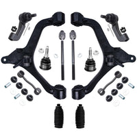 Detroit Axle - Front Lower Control Arms w/Ball Joints + Inner Outer Tie Rods & Boots + Sway Bar Links Replacement for 2002-04 Je