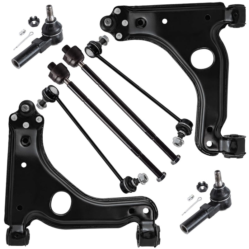 Detroit Axle - 8pc Front End Control Arms Kit for Saturn L100 L200 L300, LS LW Series, 2 Lower Control Arms 4 Tie Rod Ends 2 Swa
