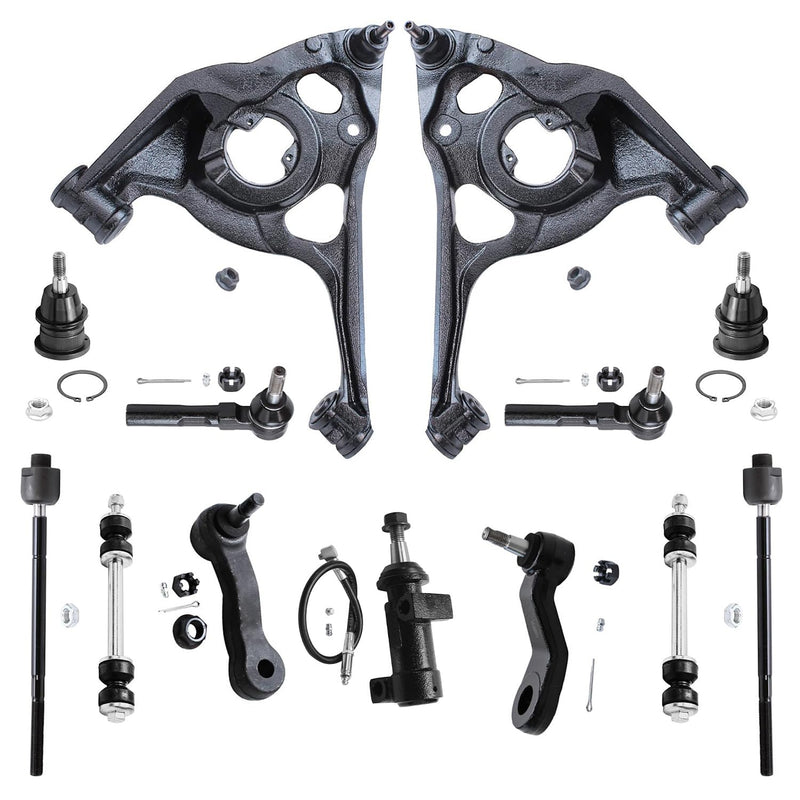Detroit Axle - 13pc Front End Control Arms Kit for Chevy GMC 03-05 Express Savana 2500 [7300 lb. GVW], Lower Control Arms Tie Ro