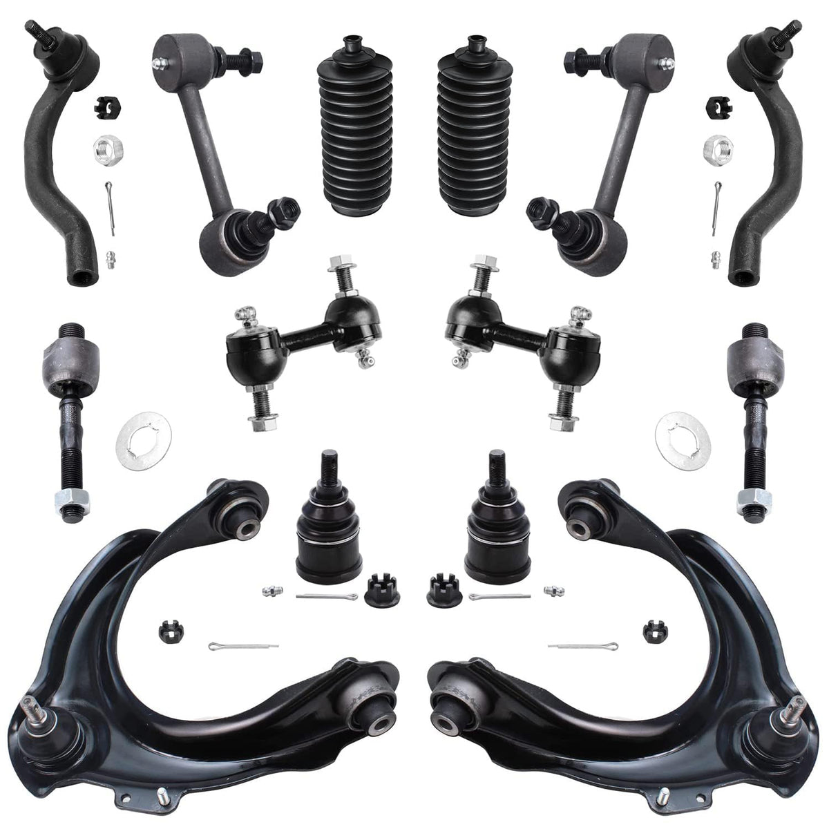 Detroit Axle - 14pc Front End Suspension Kit for 04-08 Acura TSX, 03-07 Honda Accord, Upper Control Arms Tie Rods Lower Ball Joi