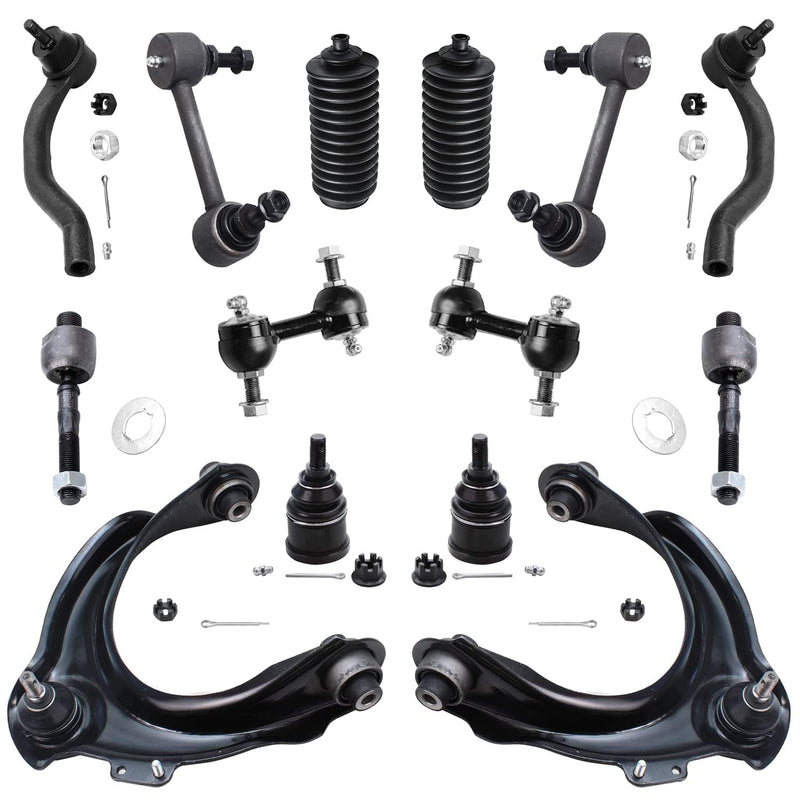 Detroit Axle - 14pc Front End Suspension Kit for 04-08 Acura TSX, 03-07 Honda Accord, Upper Control Arms Tie Rods Lower Ball Joi