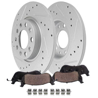 Detroit Axle - Rear Brake Kit for 2015-2017 Chrysler 200, 2014-2022 Jeep Cherokee, Drilled & Slotted Disc Brake Rotors Ceramic B
