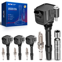 KAX OEM Performance Set of 4 UF750 Ignition Coil Pack & Iridium Spark Plugs w/Magnetic Socket for 330e 330i 530i 430i X1 740Le 2