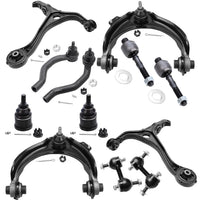 Detroit Axle - 12PC Front Upper Lower Control Arms, Lower Ball Joints, Sway Bars, Inner Outer Tie Rods Replacement for 2004-2008