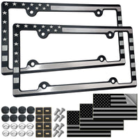 American Flag License Plate Frame Patriotic USA Flag Car Tag Cover, Rust Rattle Proof Plastic Holder with Mounting Hardware Kit,