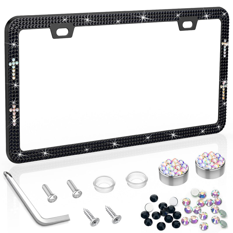SHARE&CARE Bling License Plate Frame, Crystal License Plate Cover, Car License Plate Holder with Rhinestone Screw Set, Women Gif