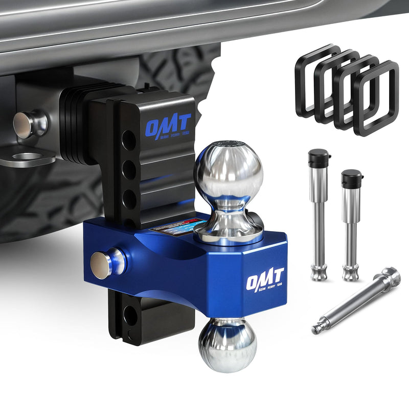 Orion Motor Tech Adjustable Trailer Hitch, Fits 2 in Receiver 6 in Drop & Rise Hitch, 12500 LBS GTW, Class 3, 4 Hitch, Heavy Dut