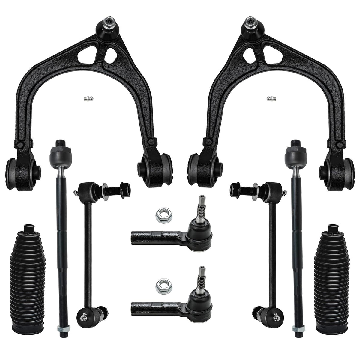 Detroit Axle - RWD Front End Suspension Kit for Chrysler 300 Dodge Magnum Charger Challenger, 2 Upper Control Arms 4 Tie Rods 2