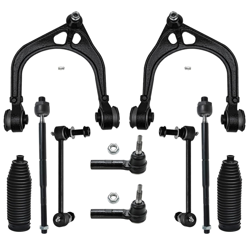Detroit Axle - RWD Front End Suspension Kit for Chrysler 300 Dodge Magnum Charger Challenger, 2 Upper Control Arms 4 Tie Rods 2