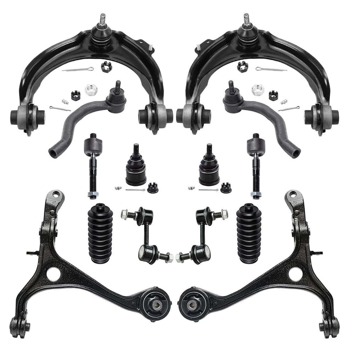 Detroit Axle - Front 14pc Suspension Kit for 2003-2007 Honda Accord 2004 2005 2006, 2 Lower Control Arms 2 Upper Control Arms w/