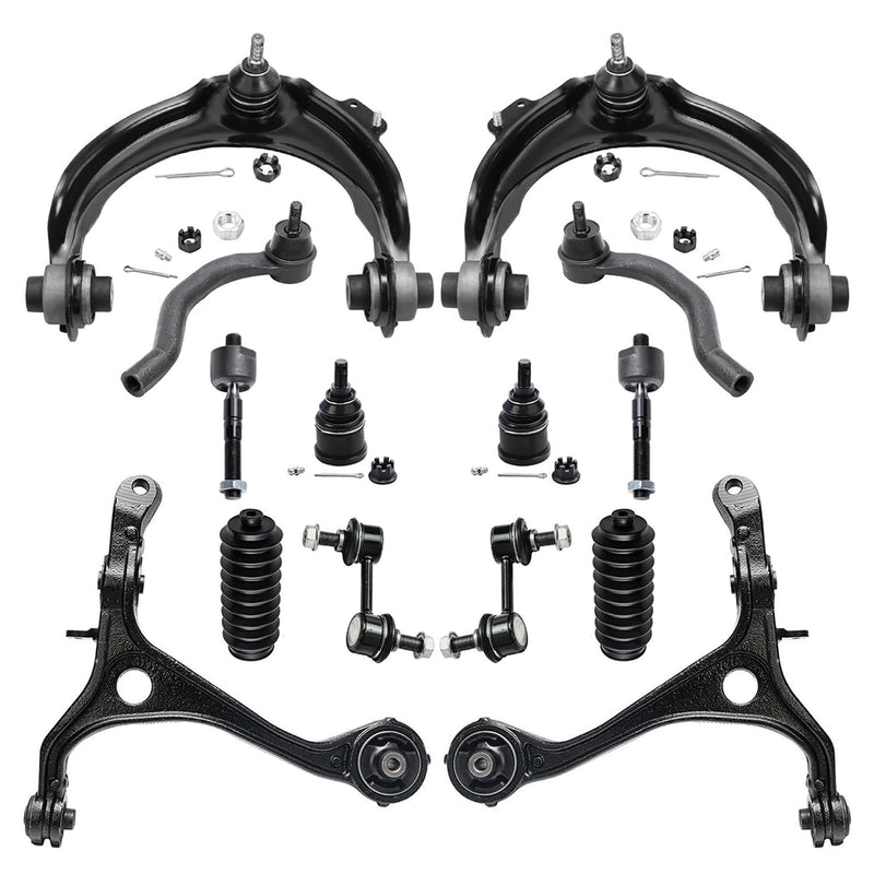 Detroit Axle - Front 14pc Suspension Kit for 2003-2007 Honda Accord 2004 2005 2006, 2 Lower Control Arms 2 Upper Control Arms w/